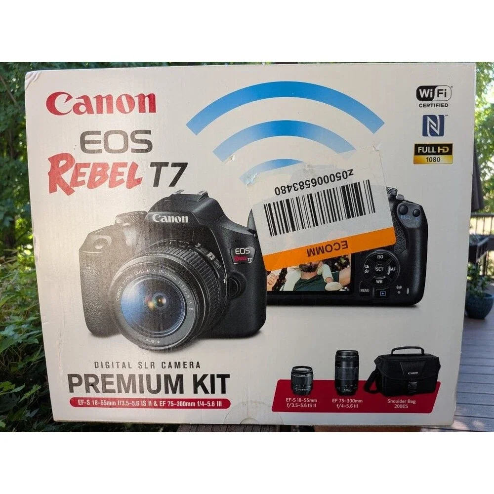 Canon EOS Rebel T7 Premium Kit 24.1MP DSLR 18-55 75-300 New Sealed
